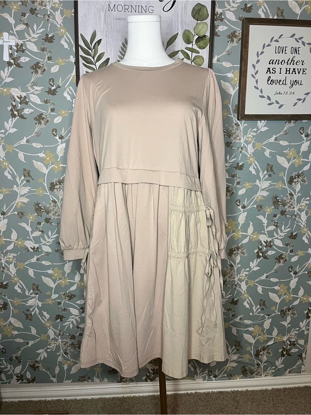 NWT Jodifel Taupe Knit Cinch Dress - Size S